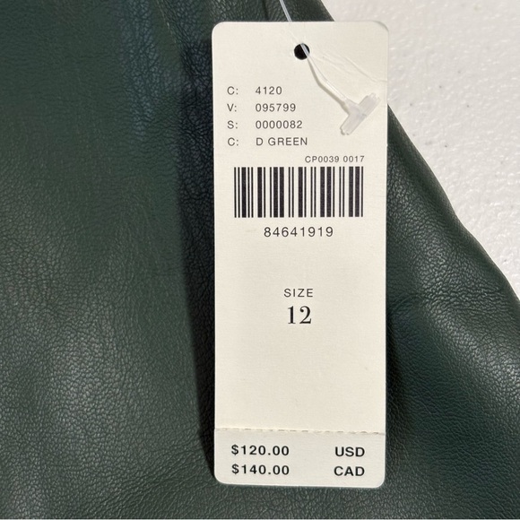 Anthropologie Maeve Womens Faux Leather A-Line  mini skirt size 12 green - Picture 7 of 14